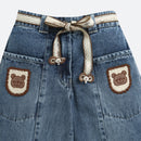 Tiny Girl Light Blue Denim Jeans with Bear Patch for Girls