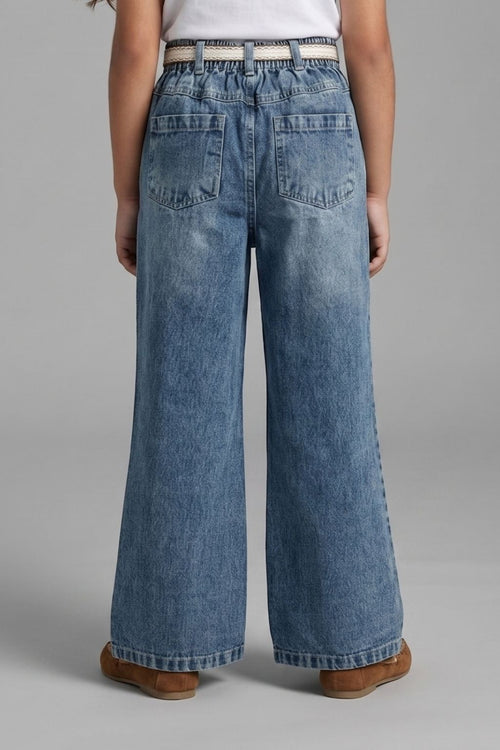 Light Blue Bear Patch Kids Jeans P1687