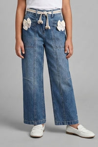 Bow Detail Light Blue Denim Jeans 1688