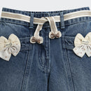 Tiny Girl Light Blue Denim Jeans with Bow Detail for Girls