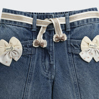 Tiny Girl Light Blue Denim Jeans with Bow Detail for Girls