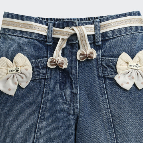 Bow Detail Light Blue Denim Jeans 1688