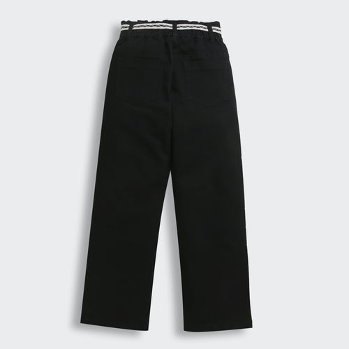 Black Sporty Number Patch Wide-Leg Pant 1689