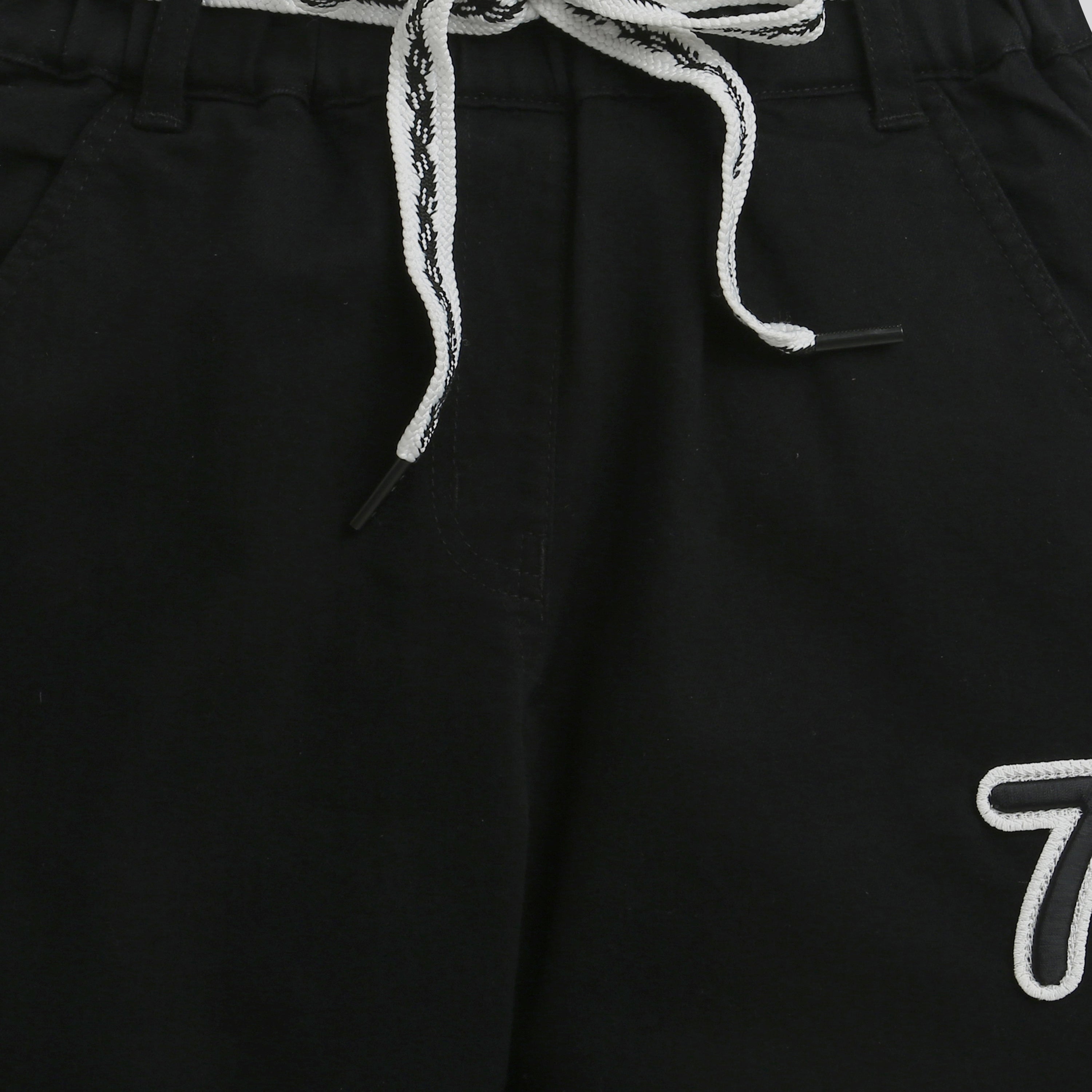 Tiny Girl Black Wide-Leg Pants with Number Patch for Girls