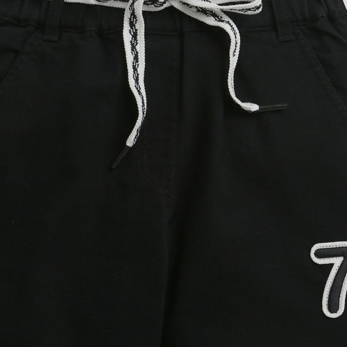 Black Sporty Number Patch Wide-Leg Pant 1689
