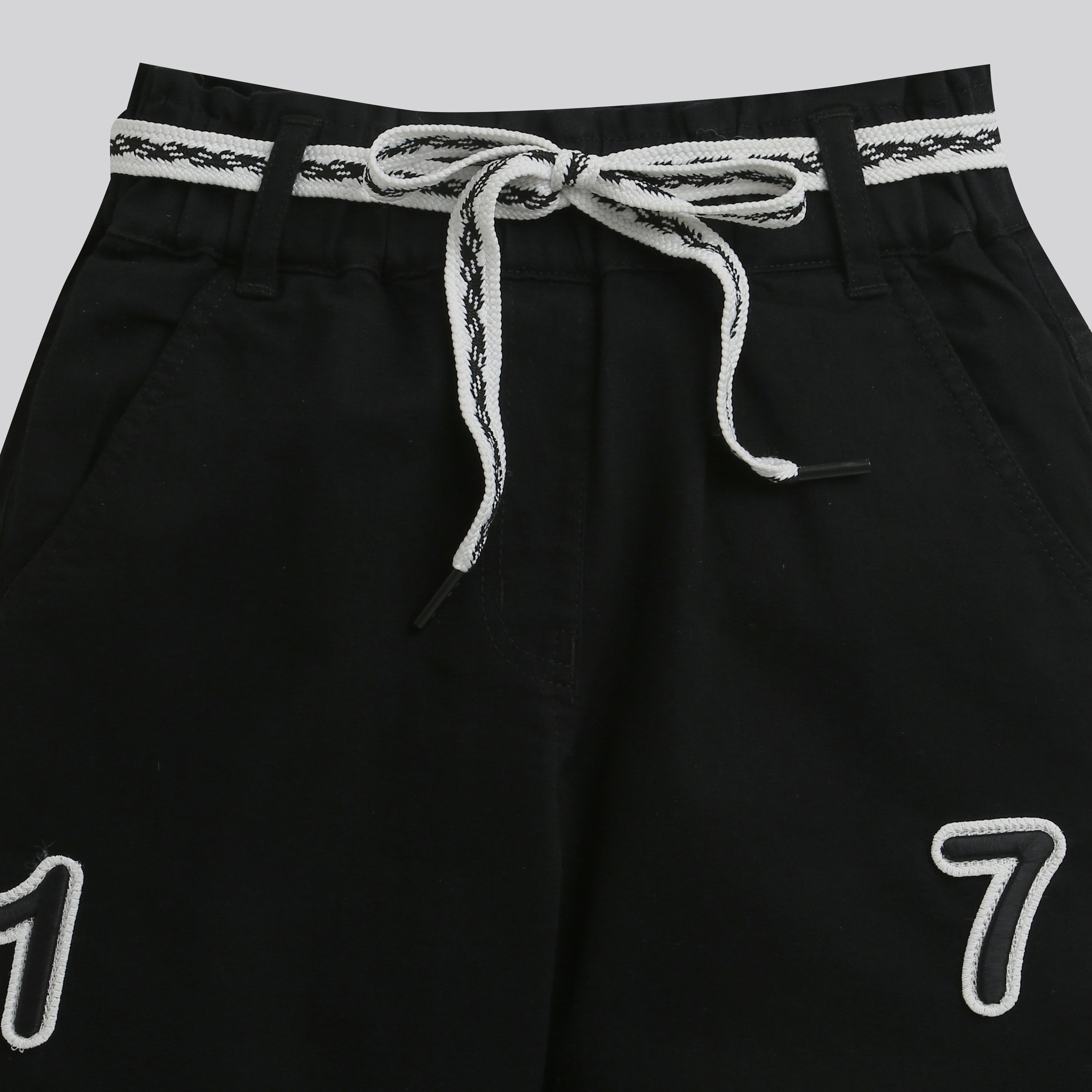 Tiny Girl Black Wide-Leg Pants with Number Patch for Girls