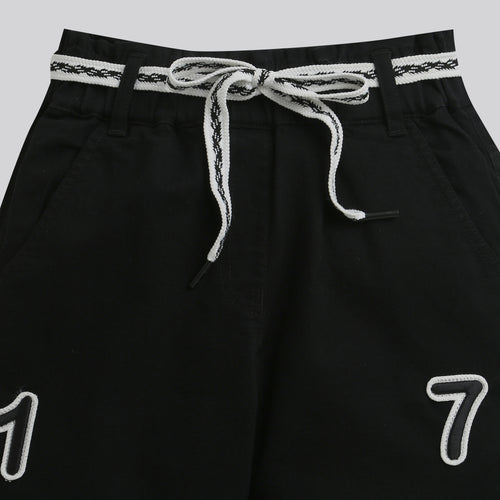 Black Sporty Number Patch Wide-Leg Pant 1689