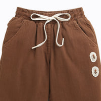 Tiny Girl Brown Jogger Pants with Number Patch for Girls
