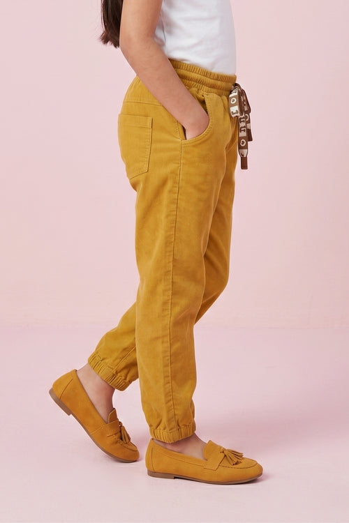Mustard Elastic Waist Pants P1692