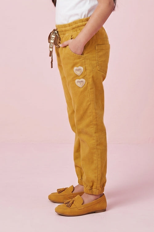 Mustard Elastic Waist Pants P1692