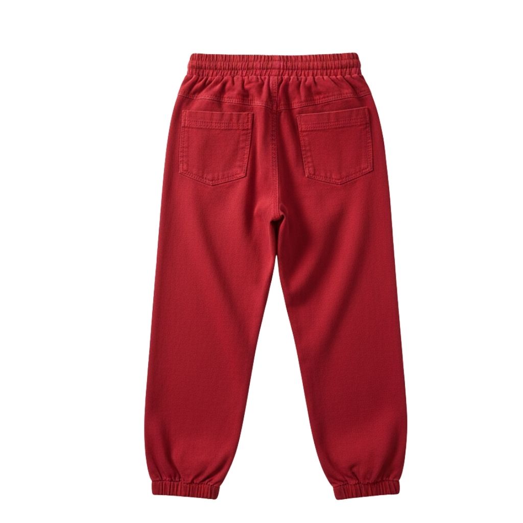 Red Jogger Pants with Cherry Patch P1692