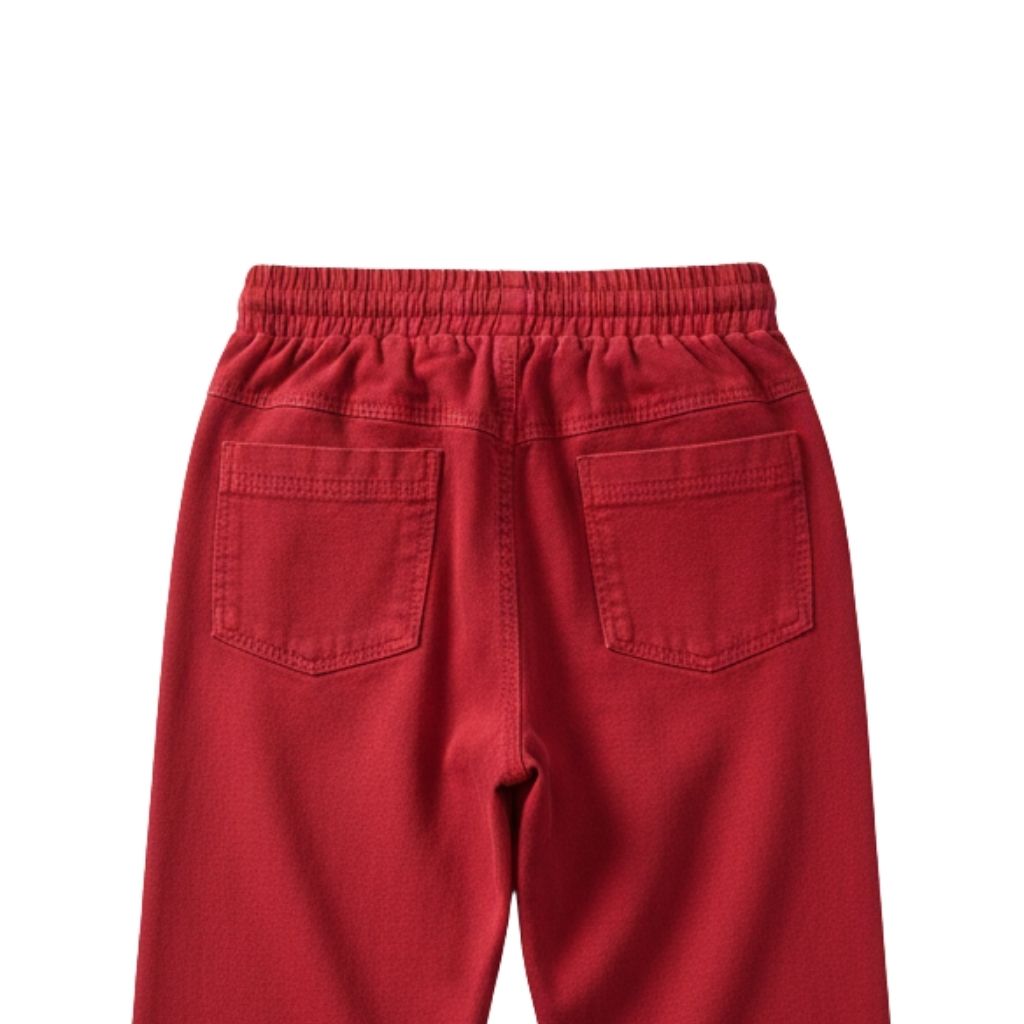 Red Jogger Pants with Cherry Patch P1692