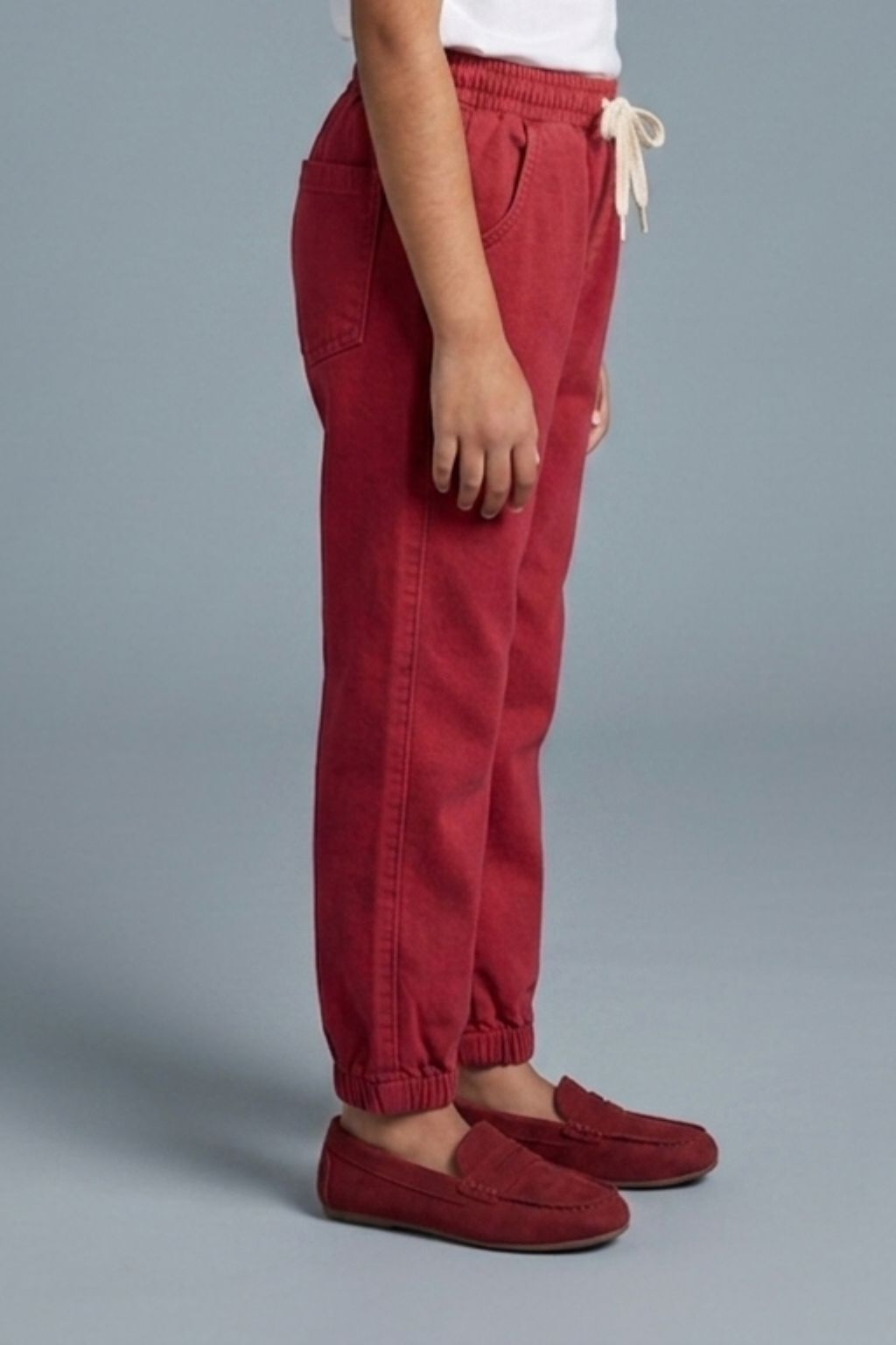 Red Jogger Pants with Cherry Patch P1692