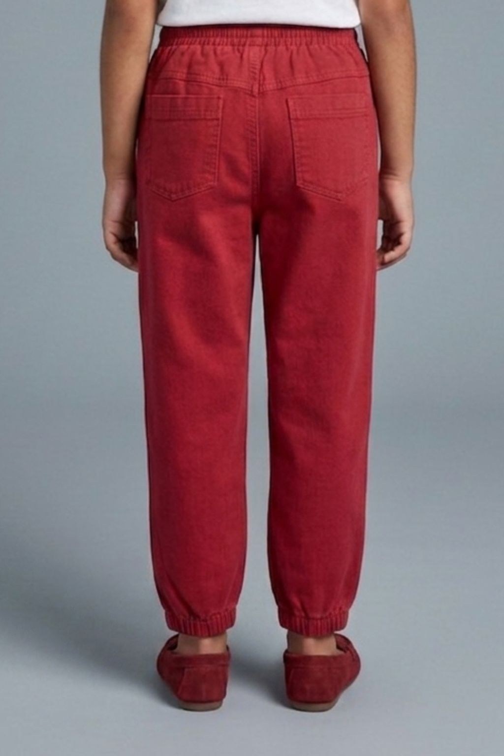 Red Jogger Pants with Cherry Patch P1692