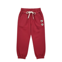 Red Jogger Pants with Cherry Patch P1692
