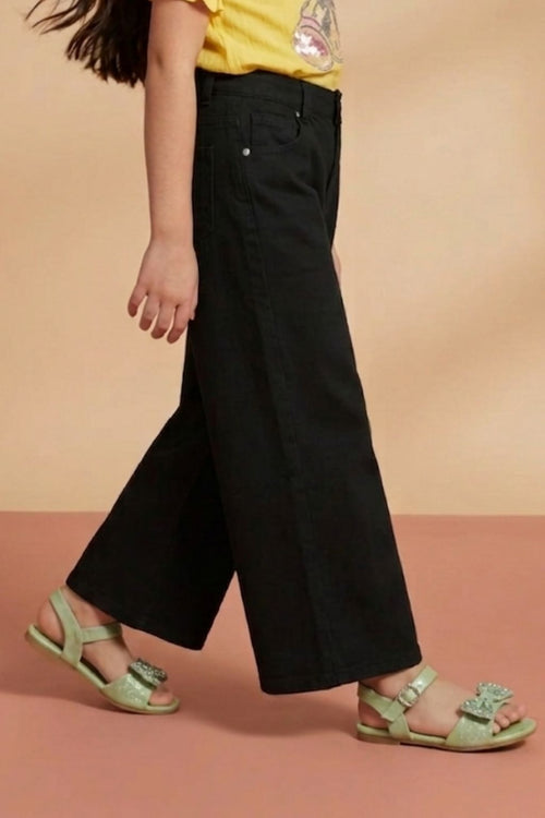 Stylish Black Wide-Leg Denim Pants P1706