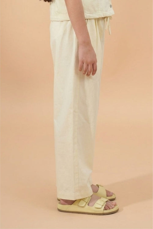 Girls Cream Relaxed Fit Cotton Pants P1725
