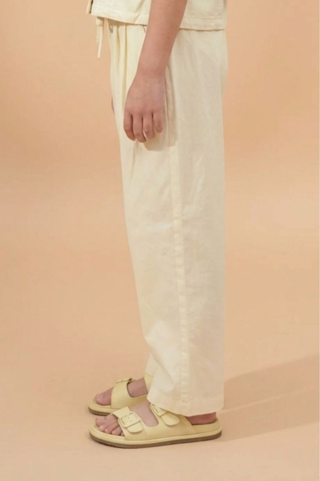 Girls Cream Relaxed Fit Cotton Pants P1725