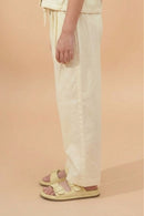 Girls Cream Relaxed Fit Cotton Pants P1725