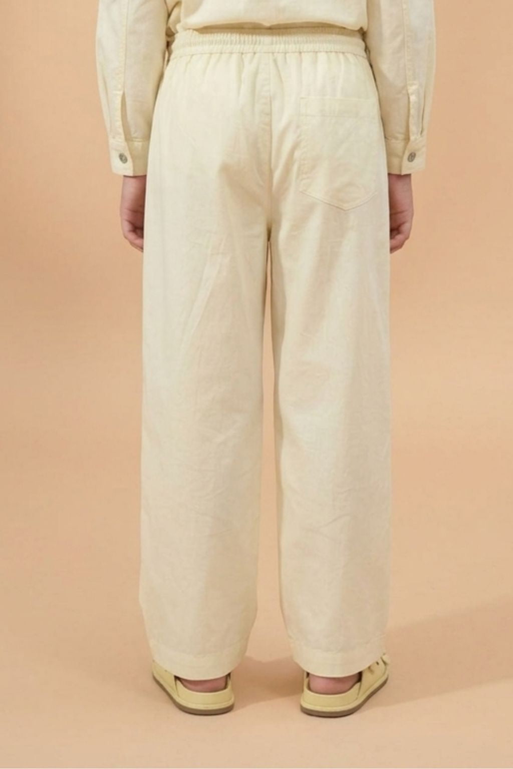 Girls Cream Relaxed Fit Cotton Pants P1725