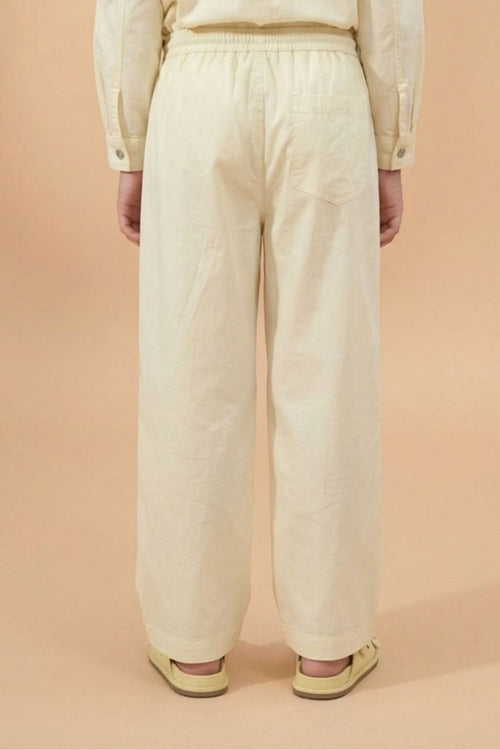 Girls Cream Relaxed Fit Cotton Pants P1725
