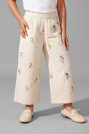 Girls Floral Embroidered Wide Leg Culottes Pants P1748