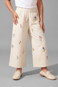 Girls Floral Embroidered Wide Leg Culottes Pants P1748