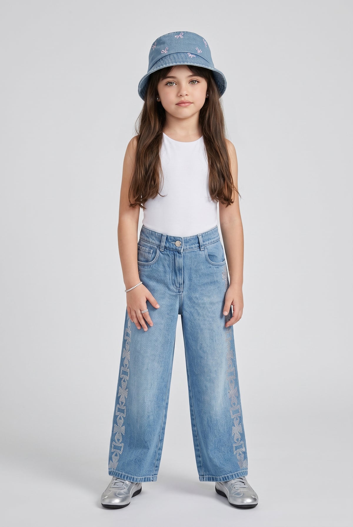 Light Blue Wide-Leg Denim Jeans P1772