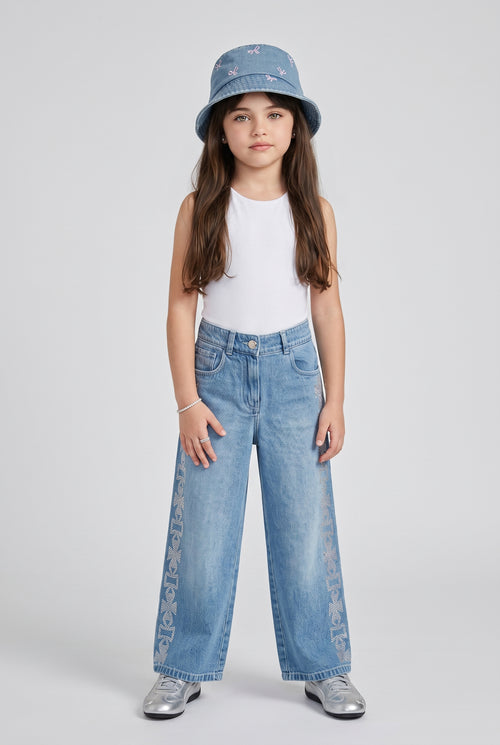 Light Blue Wide-Leg Denim Jeans P1772