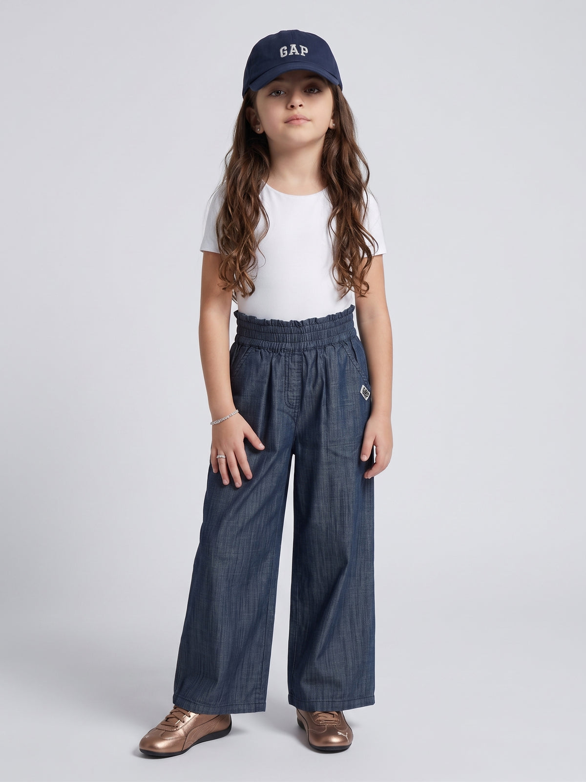 Dark Blue Wide-Leg Denim Pants P1778