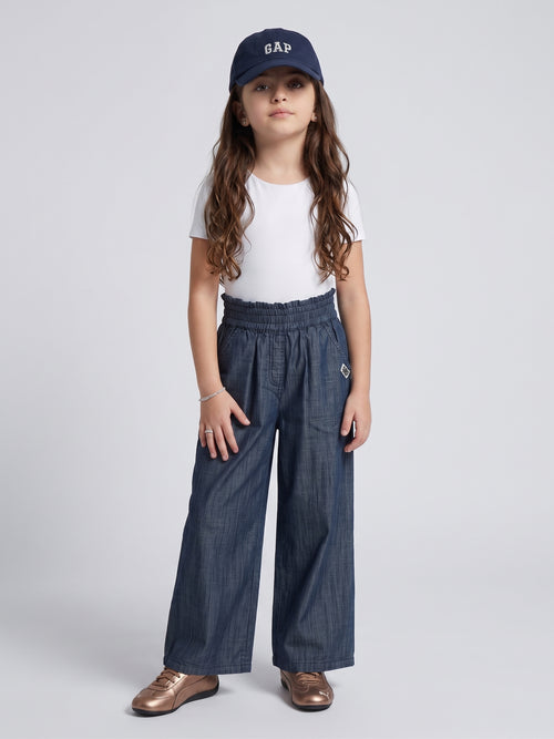 Dark Blue Wide-Leg Denim Pants P1778