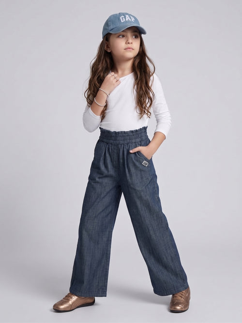 Dark Blue Wide-Leg Denim Pants P1778