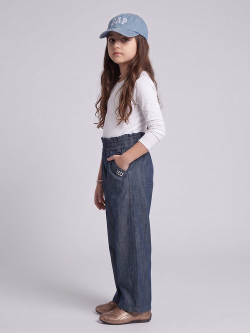 Dark Blue Wide-Leg Denim Pants P1778