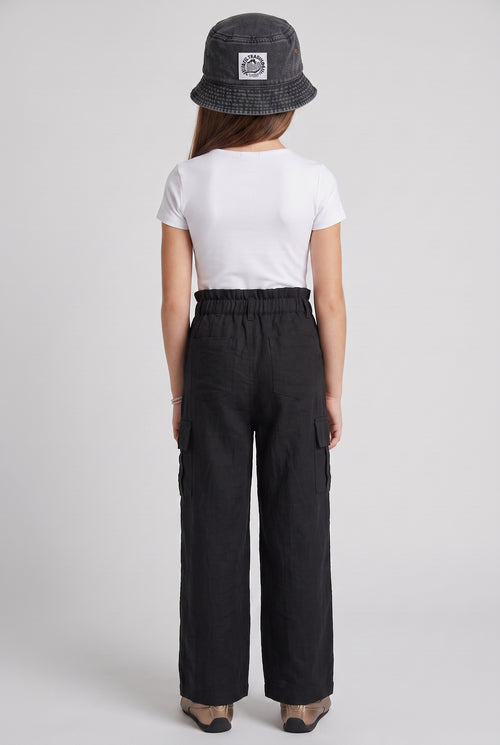 Black Wide-Leg Cargo Pants P1808