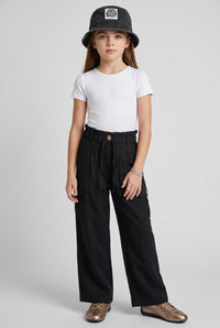 Black Wide-Leg Cargo Pants P1808