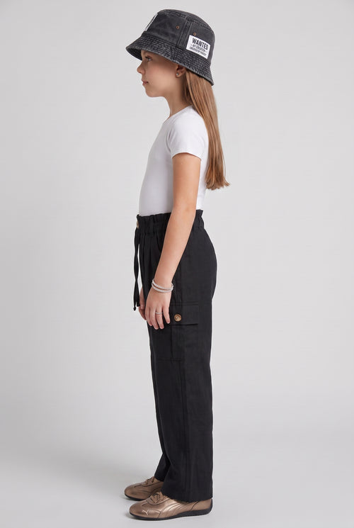 Black Wide-Leg Cargo Pants P1808