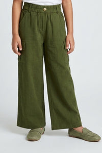 Olive Green Wide-Leg Cargo Pants P1808