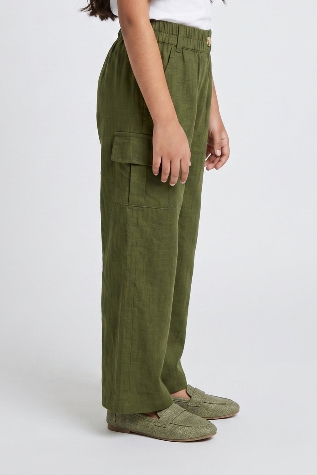 Olive Green Wide-Leg Cargo Pants P1808