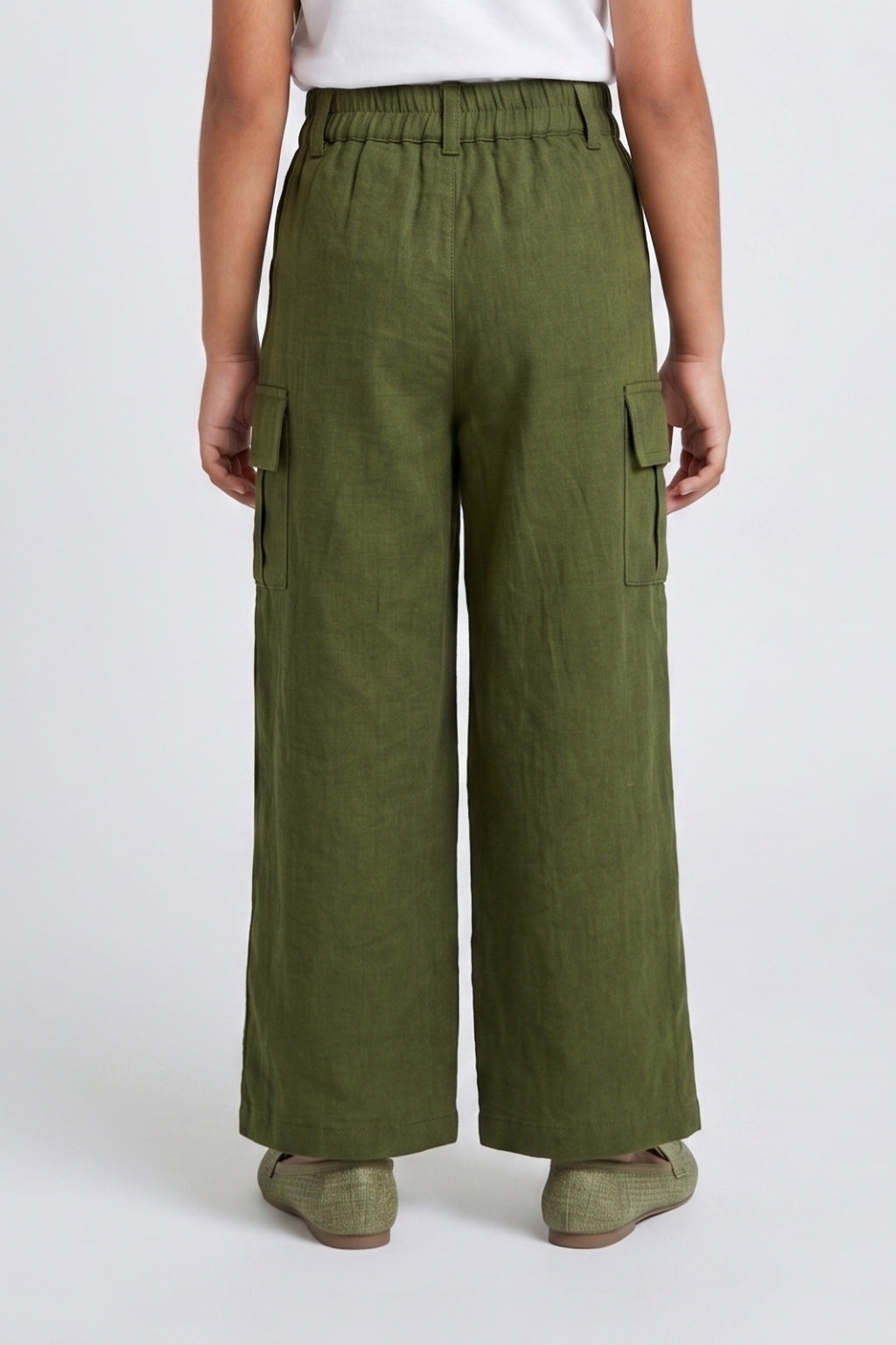 Olive Green Wide-Leg Cargo Pants P1808