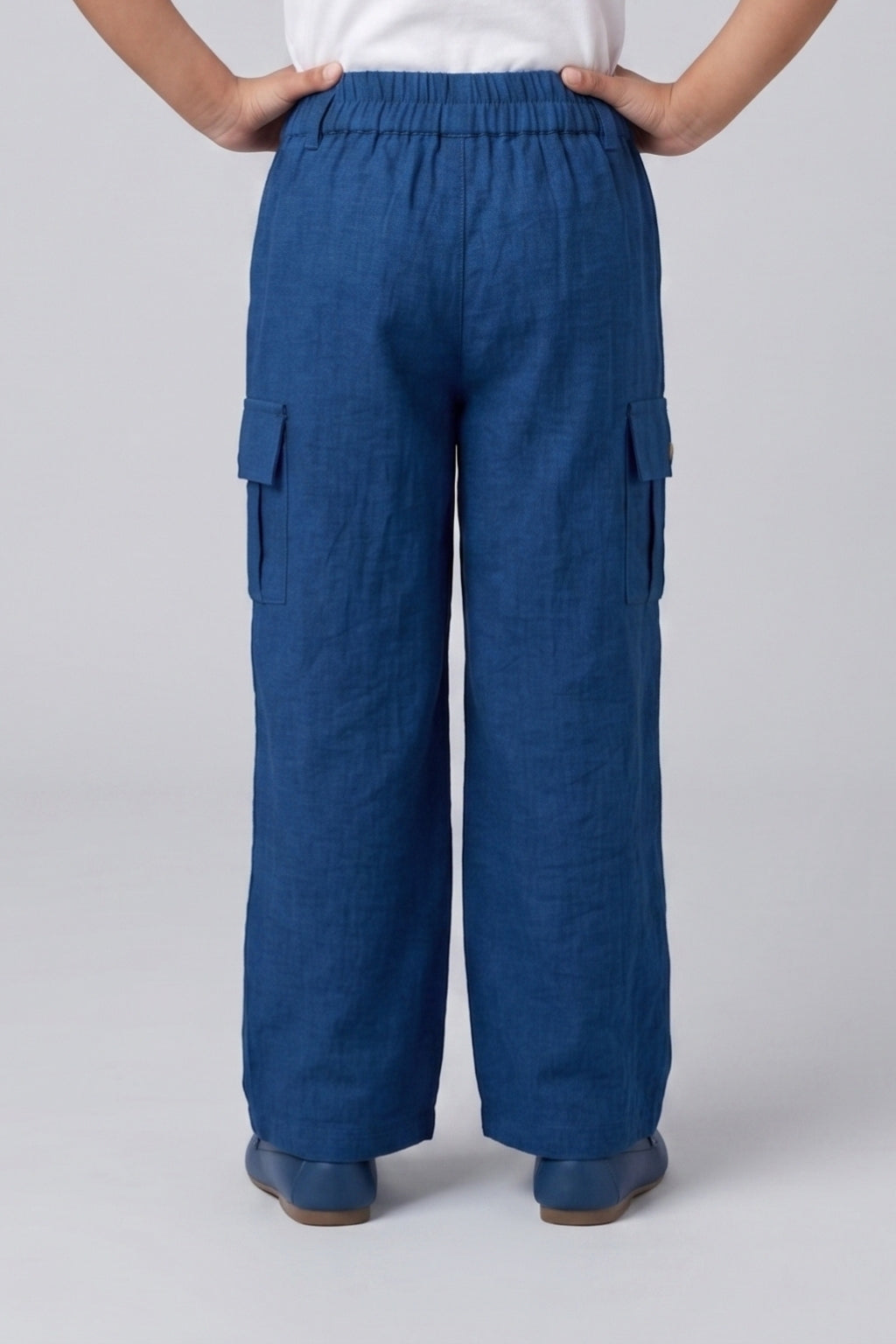 Royal Blue Wide-Leg Cargo Trousers P1808