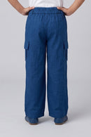 Royal Blue Wide-Leg Cargo Trousers P1808
