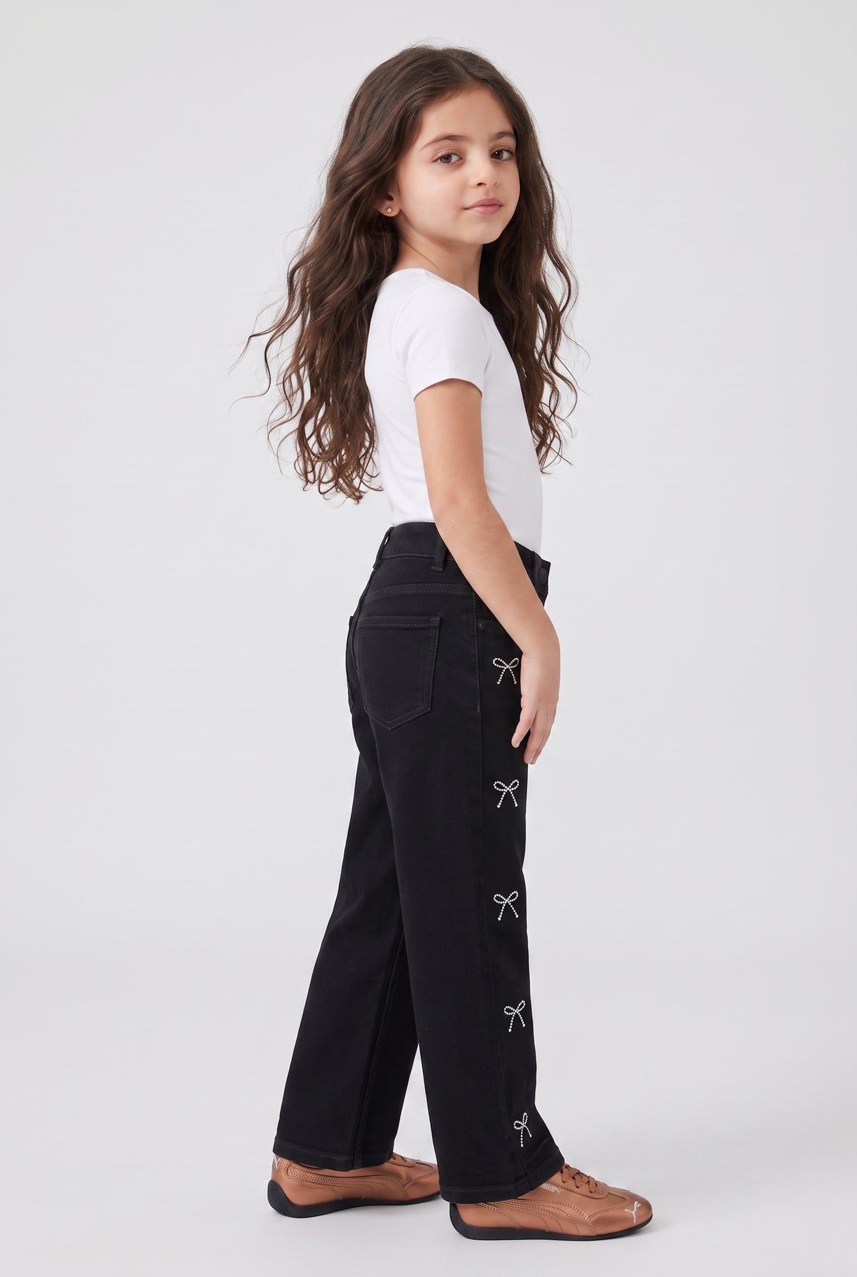 Black Wide-Leg Denim Jeans P1810