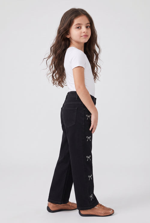 Black Wide-Leg Denim Jeans P1810