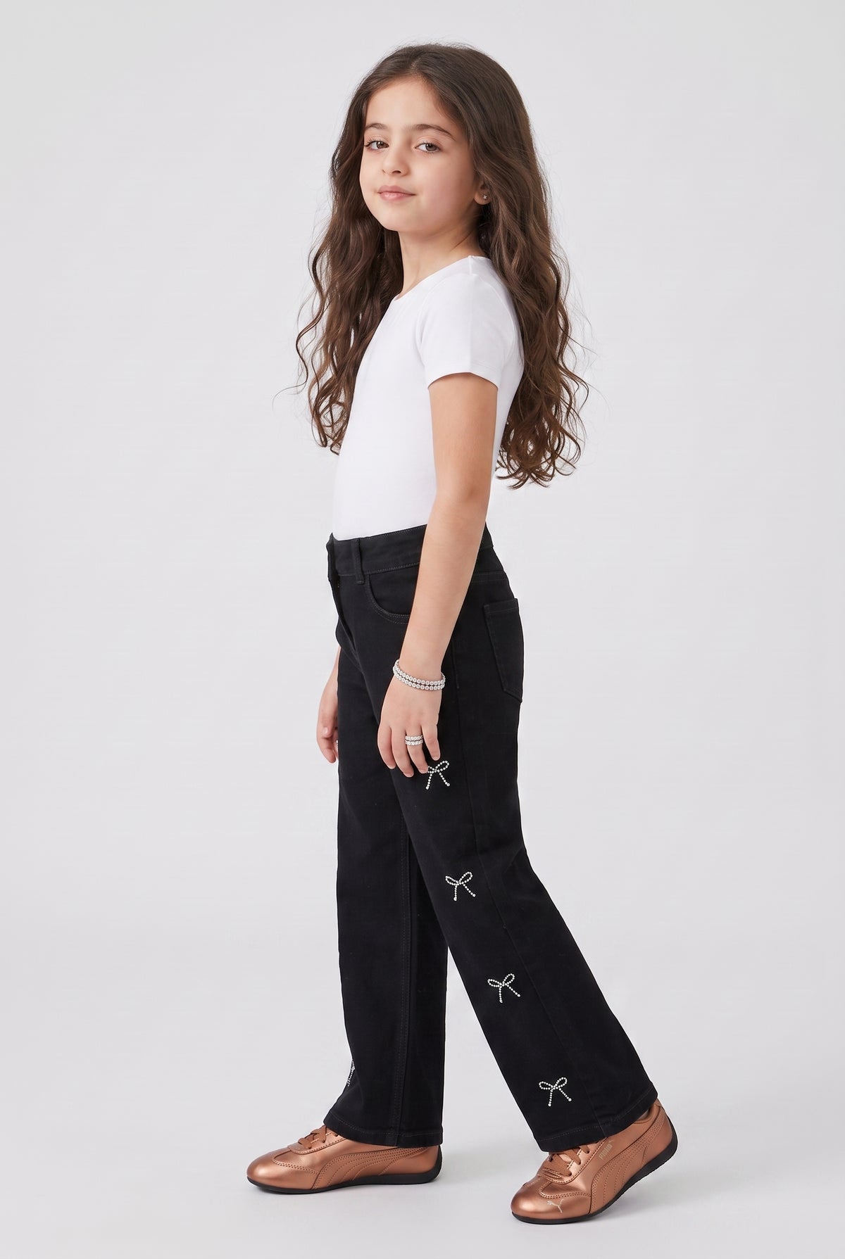 Black Wide-Leg Denim Jeans P1810