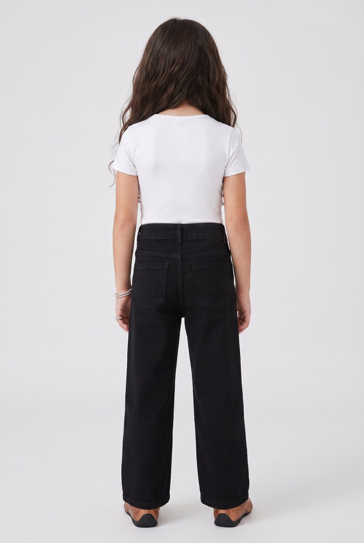 Black Wide-Leg Denim Jeans P1810