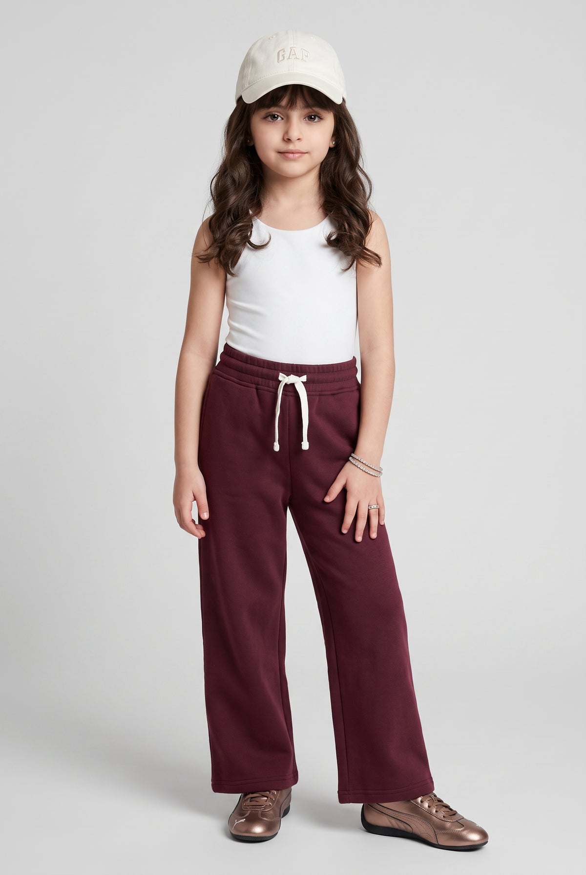 Maroon Wide-Leg Jogger Pants P1842