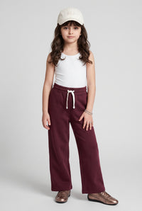 Maroon Wide-Leg Jogger Pants P1842