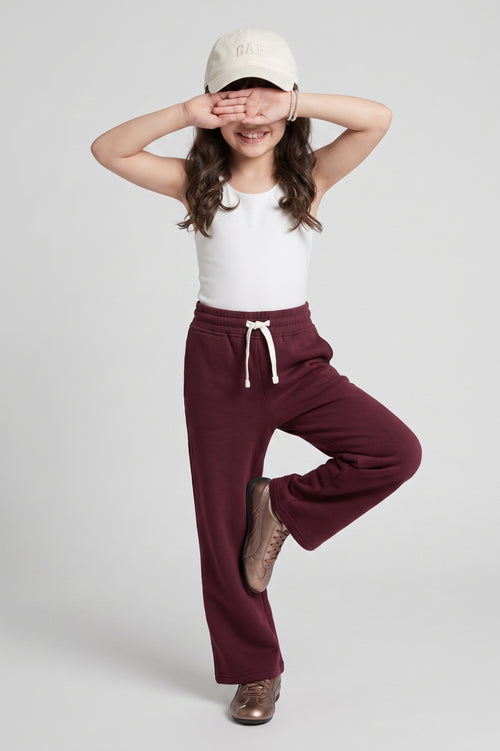 Maroon Wide-Leg Jogger Pants P1842