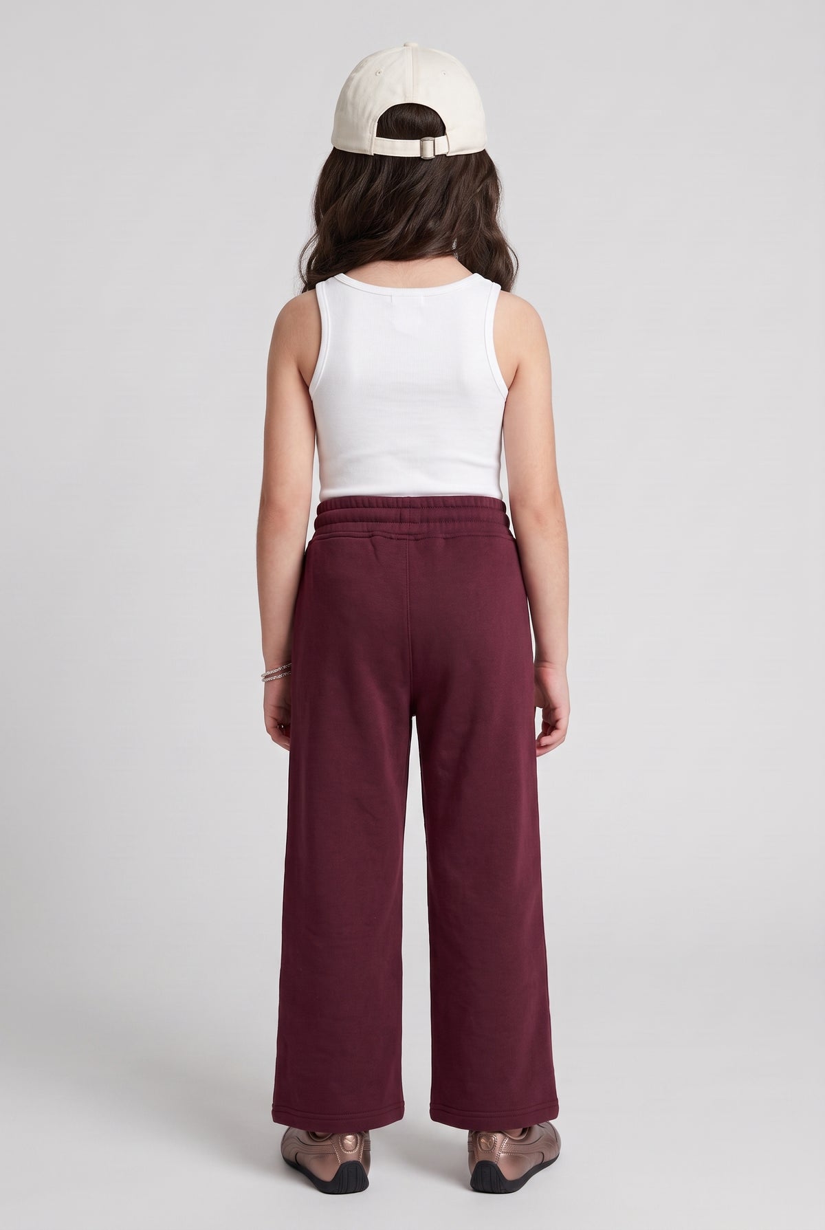 Maroon Wide-Leg Jogger Pants P1842