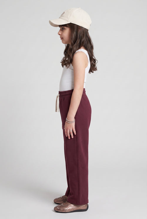 Maroon Wide-Leg Jogger Pants P1842
